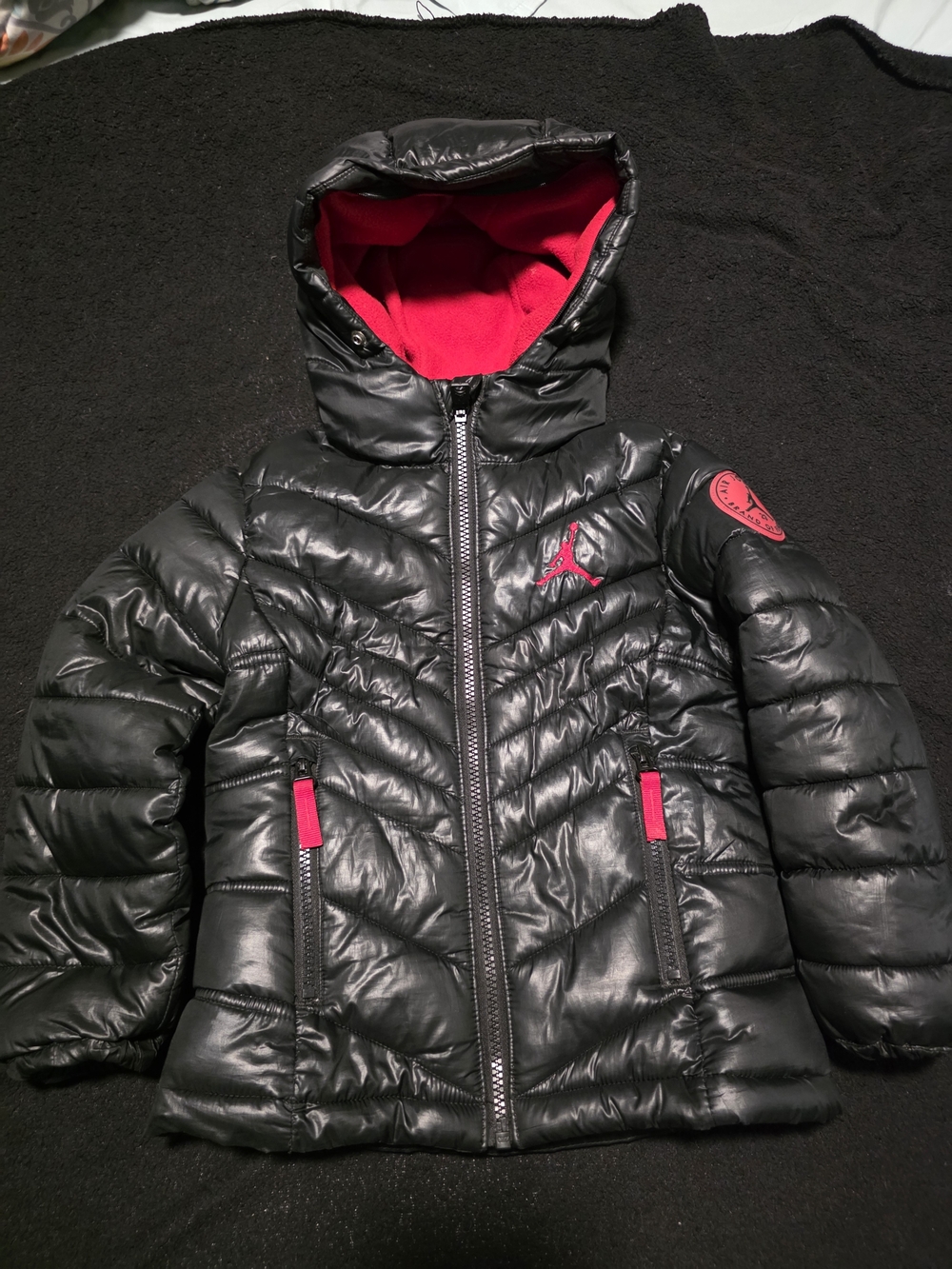 Jordan Black Puffer Jacket with Red Lining